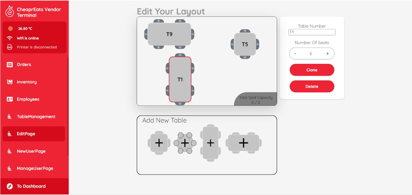 CheaprEats Table Management Demo Pic